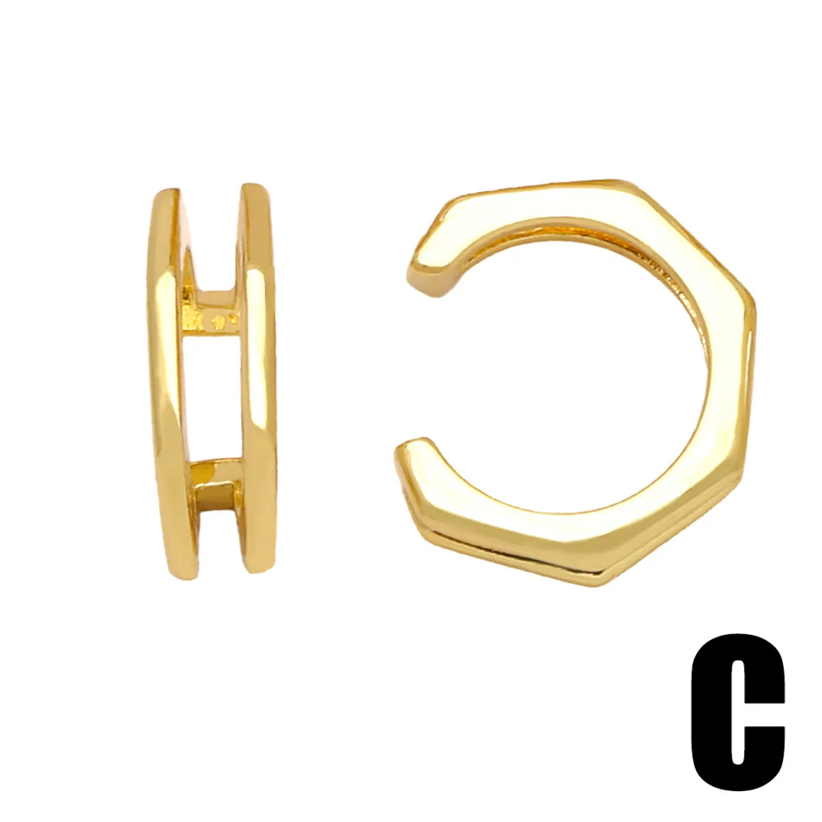 1 Pair Simple Style Streetwear Geometric Plating Copper 18k Gold Plated Ear Cuffs