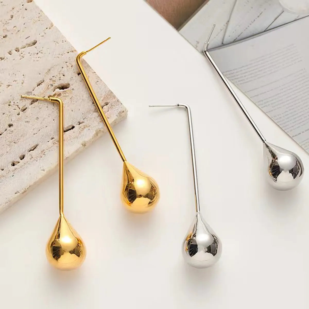 1 Pair Simple Style Streetwear Geometric Plating Copper Drop Earrings