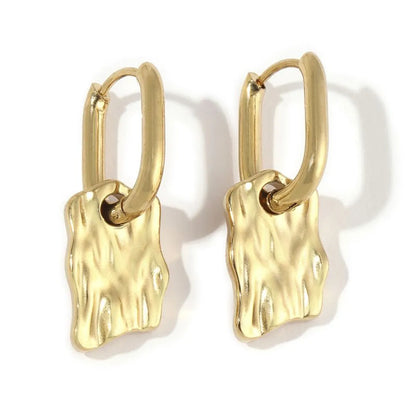 1 Pair Simple Style Streetwear Geometric Polishing Plating Stainless Steel 18k Gold Plated Drop Earrings