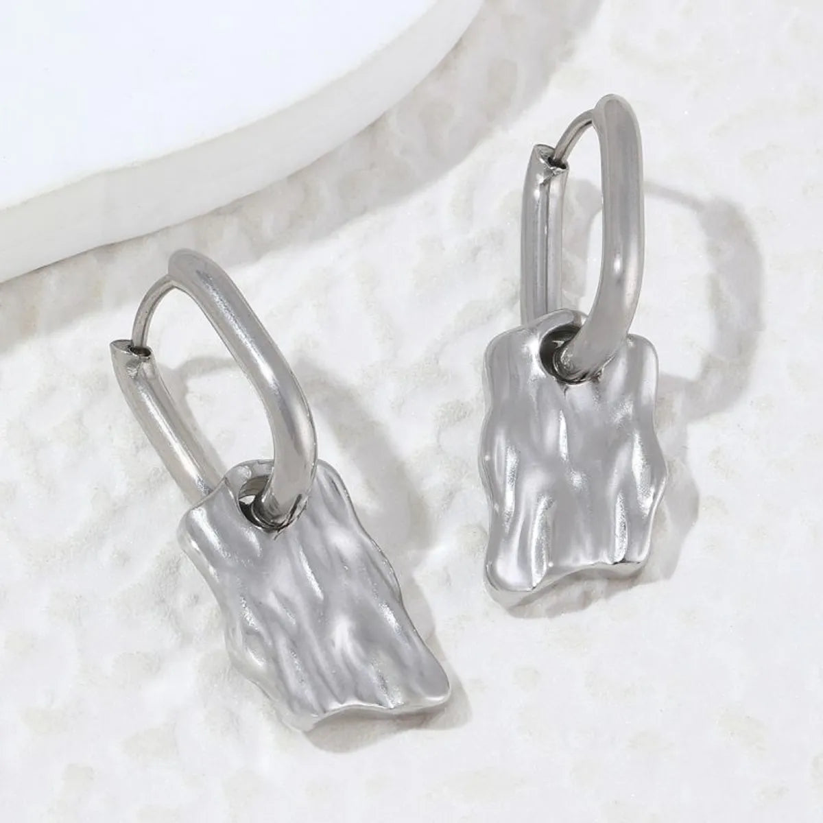 1 Pair Simple Style Streetwear Geometric Polishing Plating Stainless Steel 18k Gold Plated Drop Earrings