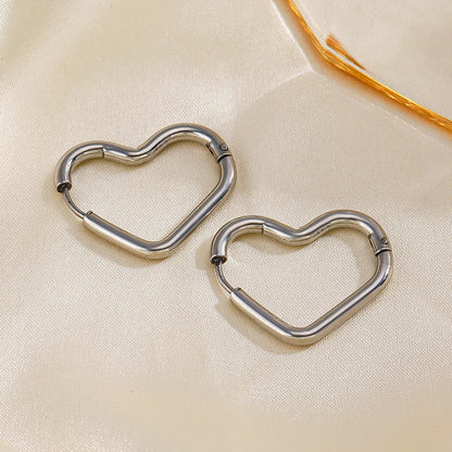 1 Pair Simple Style Streetwear Heart Shape Plating Stainless Steel 18k Gold Plated Earrings