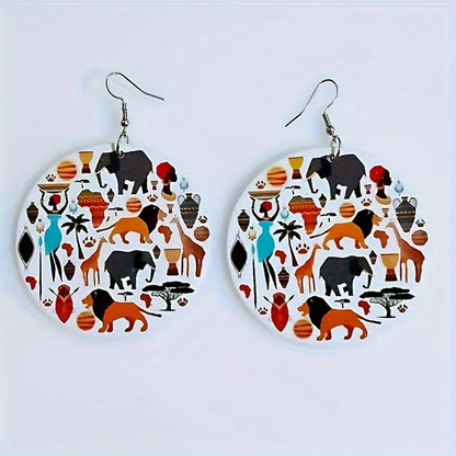 1 Pair Simple Style Streetwear Human Animal Letter Wood Drop Earrings