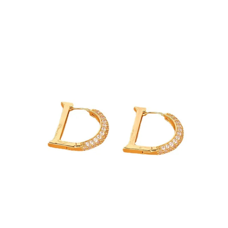 1 Pair Simple Style Streetwear Letter Plating Inlay Copper Zircon Earrings