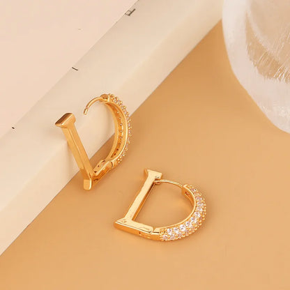 1 Pair Simple Style Streetwear Letter Plating Inlay Copper Zircon Earrings