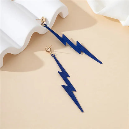 1 Pair Simple Style Streetwear Lightning Iron Drop Earrings