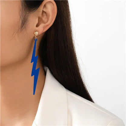 1 Pair Simple Style Streetwear Lightning Iron Drop Earrings