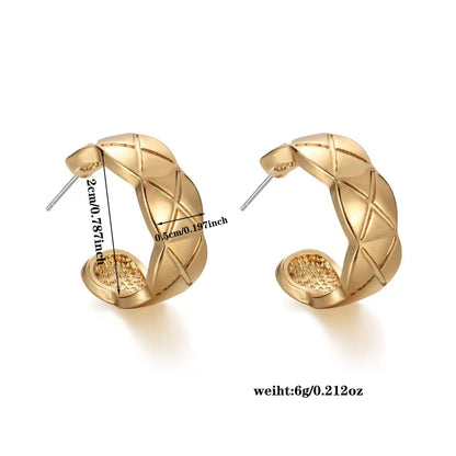 1 Pair Simple Style Streetwear Plaid Alloy Ear Studs