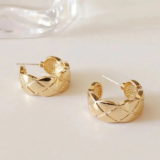 1 Pair Simple Style Streetwear Plaid Alloy Ear Studs