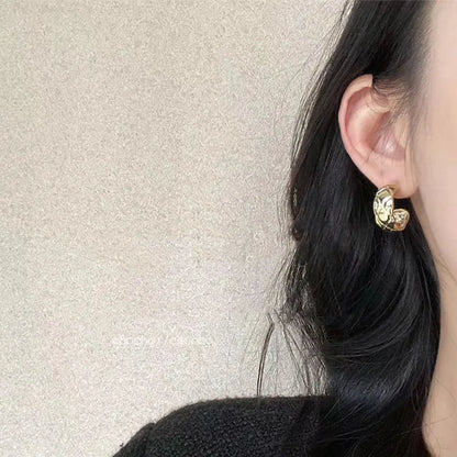 1 Pair Simple Style Streetwear Plaid Alloy Ear Studs