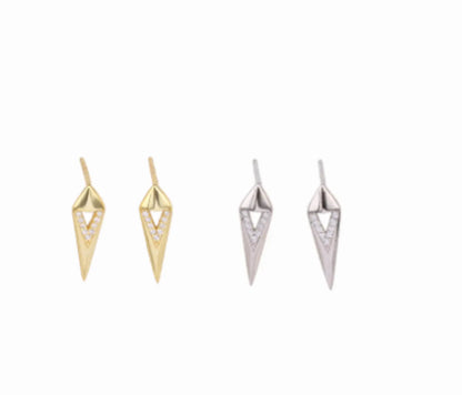 1 Pair Simple Style Streetwear Rhombus Inlay Sterling Silver Zircon Ear Studs