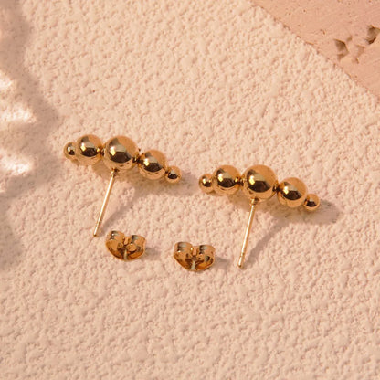 1 Pair Simple Style Streetwear Small Bead Ball Plating 304 Stainless Steel 18K Gold Plated Ear Studs