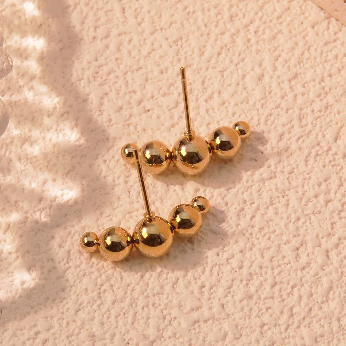 1 Pair Simple Style Streetwear Small Bead Ball Plating 304 Stainless Steel 18K Gold Plated Ear Studs