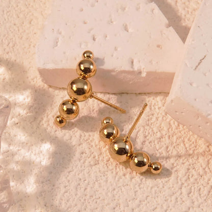 1 Pair Simple Style Streetwear Small Bead Ball Plating 304 Stainless Steel 18K Gold Plated Ear Studs