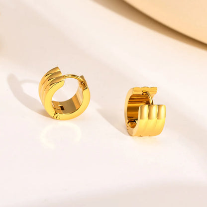 1 Pair Simple Style Streetwear Solid Color Plating Stainless Steel Hoop Earrings