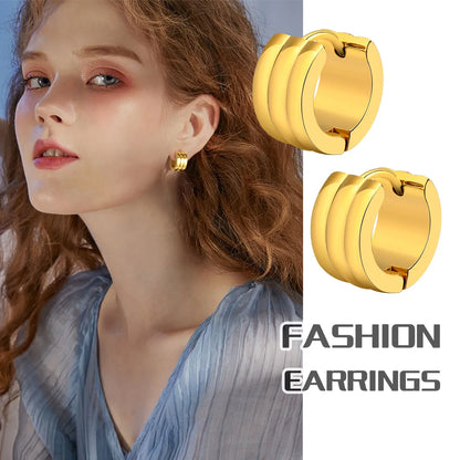 1 Pair Simple Style Streetwear Solid Color Plating Stainless Steel Hoop Earrings