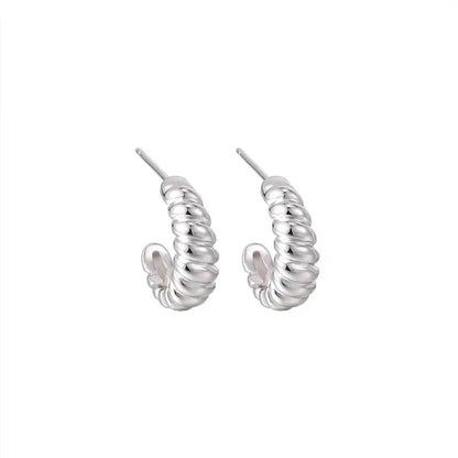 1 Pair Simple Style Streetwear Twist Plating Metal Ear Studs