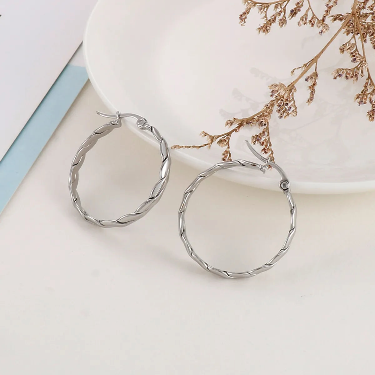 1 Pair Simple Style Streetwear Twist Stainless Steel Plating Earrings