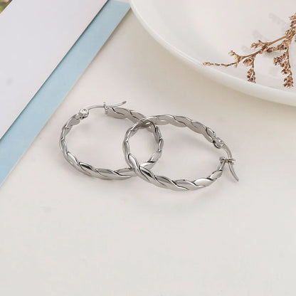 1 Pair Simple Style Streetwear Twist Stainless Steel Plating Earrings