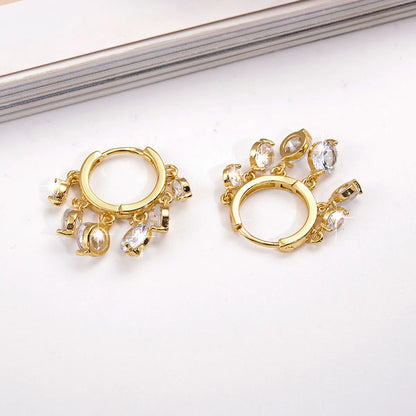 1 Pair Simple Style Streetwear Water Droplets Plating Inlay Copper Zircon Drop Earrings