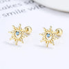 1 Pair Simple Style Sun Inlay Sterling Silver Gem Ear Studs