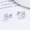 1 Pair Simple Style Sun Inlay Sterling Silver Gem Ear Studs