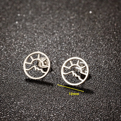 1 Pair Simple Style Sun Mountain Polishing Plating Stainless Steel 18k Gold Plated Ear Studs