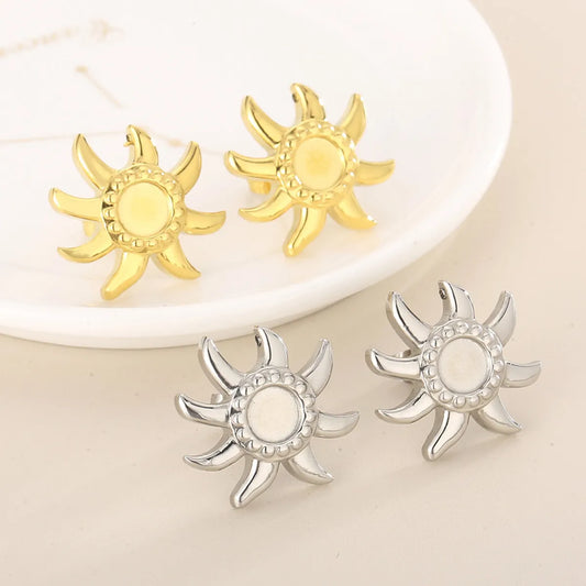 1 Pair Simple Style Sun Plating Stainless Steel Ear Studs