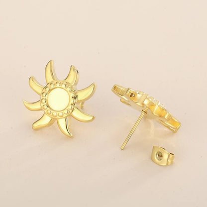 1 Pair Simple Style Sun Plating Stainless Steel Ear Studs