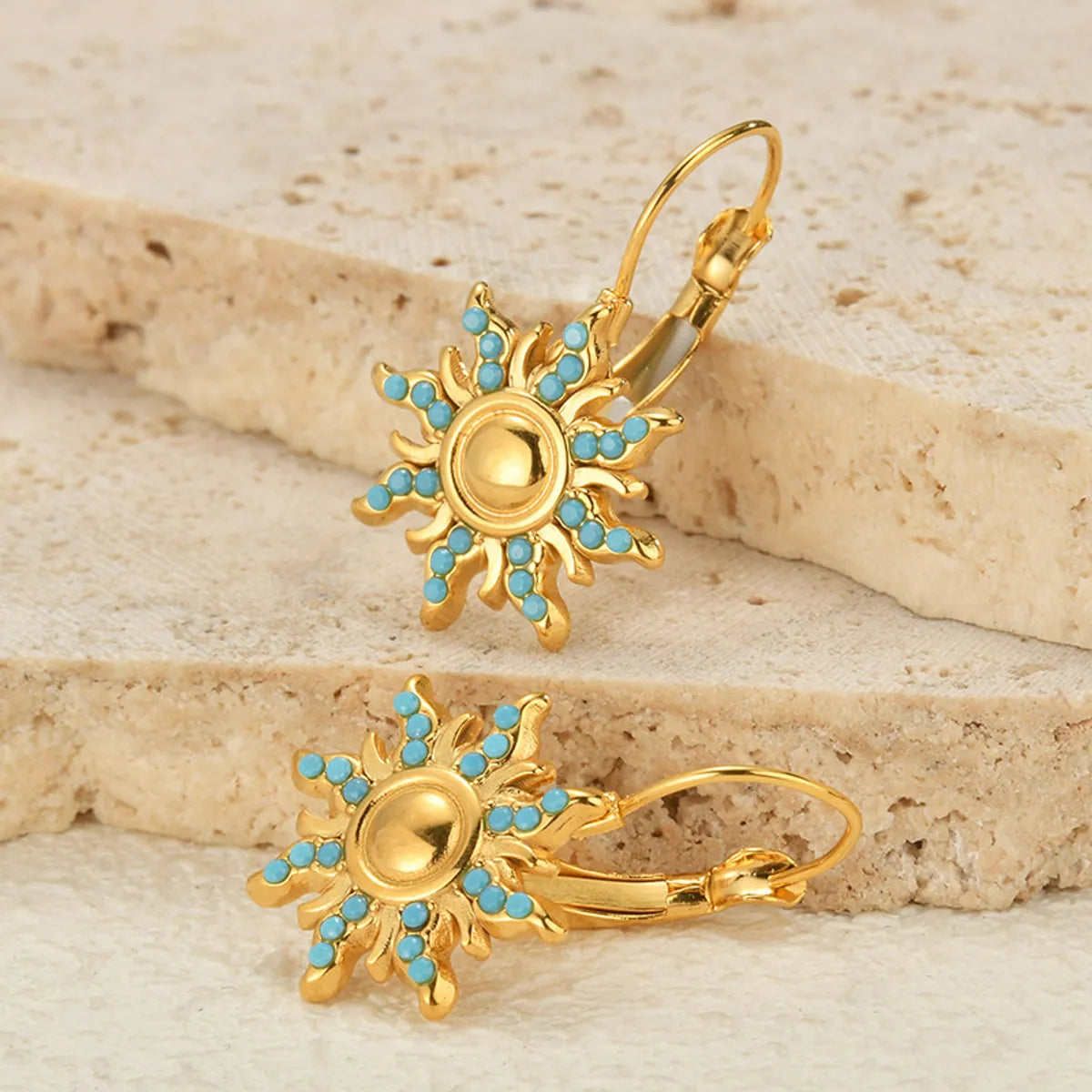 1 Pair Simple Style Sun Plating Titanium Steel Earrings