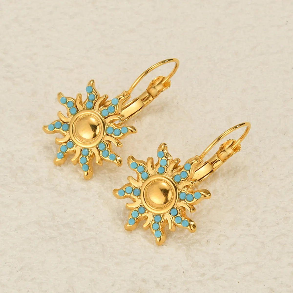 1 Pair Simple Style Sun Plating Titanium Steel Earrings