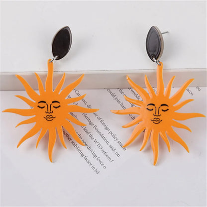 1 Pair Simple Style Sun Printing Arylic Drop Earrings