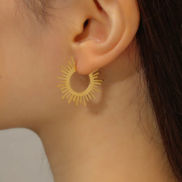 1 Pair Simple Style Sun Titanium Steel 18k Gold Plated Ear Studs