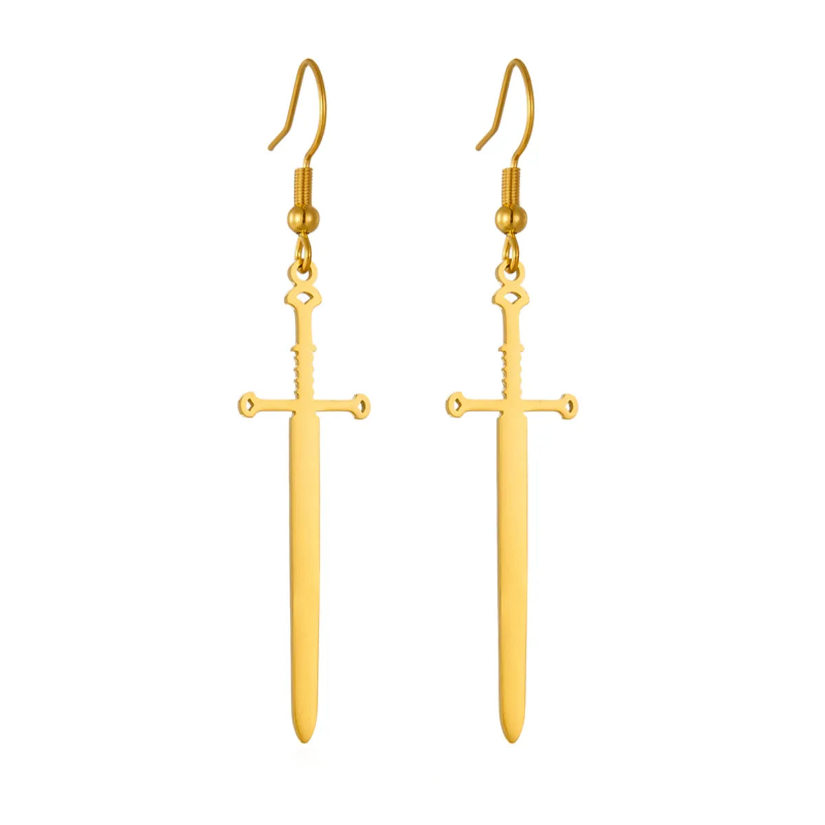 1 Pair Simple Style Sword Plating Titanium Steel 18k Gold Plated Drop Earrings