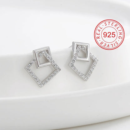 1 Pair Simple Style Symbol Plating Inlay Sterling Silver Zircon 18k Gold Plated Silver Plated Ear Studs