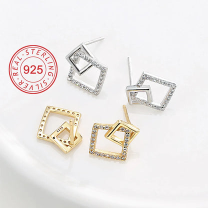 1 Pair Simple Style Symbol Plating Inlay Sterling Silver Zircon 18k Gold Plated Silver Plated Ear Studs