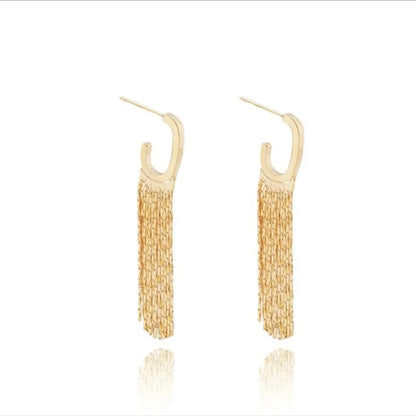 1 Pair Simple Style Tassel Copper Chain Drop Earrings