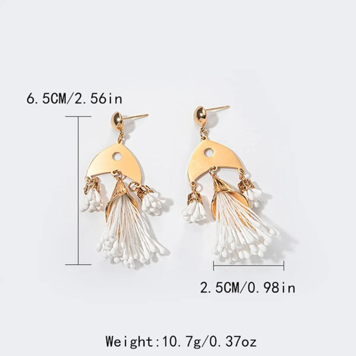 1 Pair Simple Style Tassel Fish Bone Plating Stainless Steel Drop Earrings