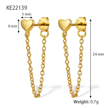 1 Pair Simple Style Tassel Heart Shape Plating Sterling Silver Ear Line