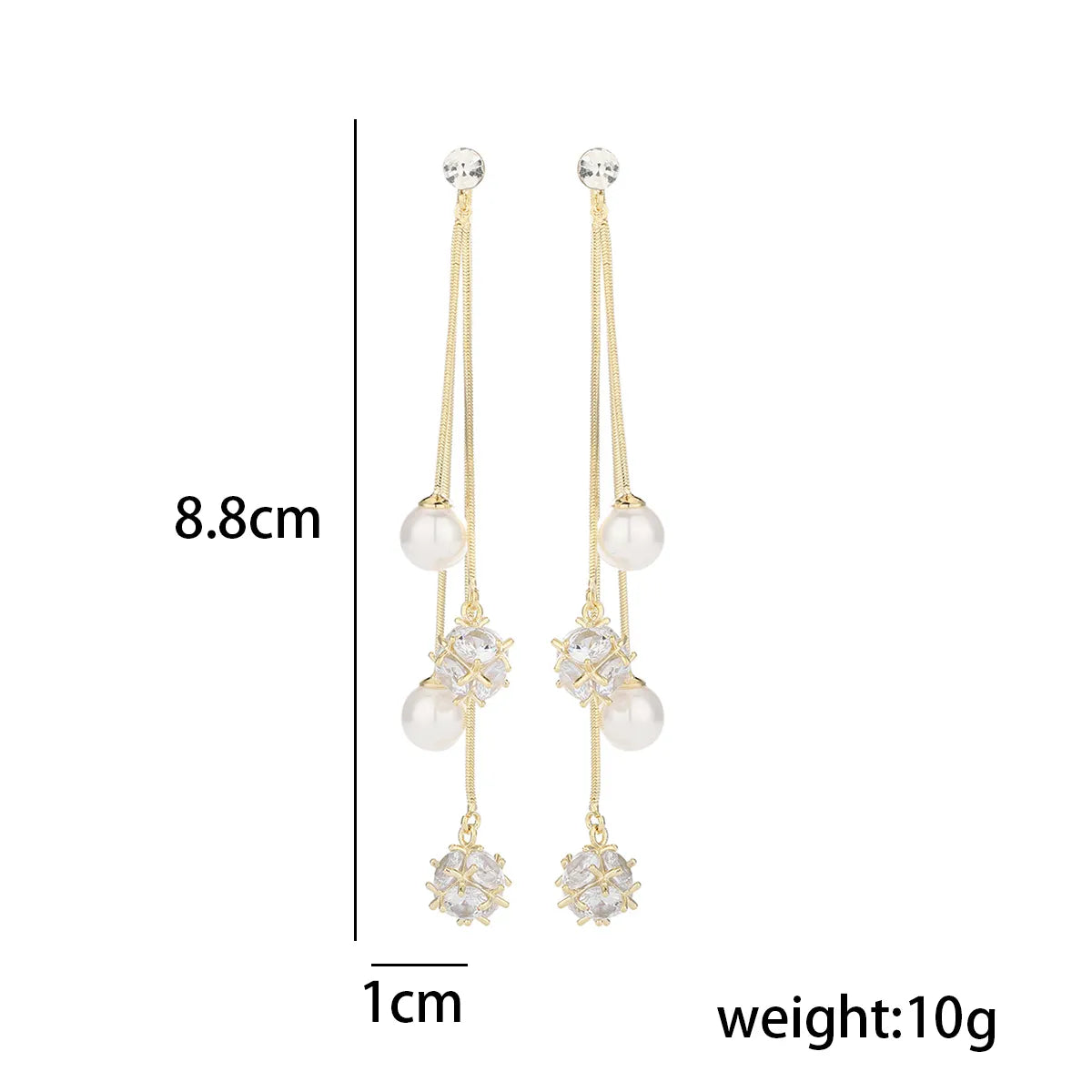 1 Pair Simple Style Tassel Inlay Copper Artificial Pearls Zircon Drop Earrings