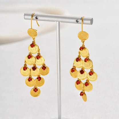 1 Pair Simple Style Tassel Plating Inlay Copper Rhinestones 18k Gold Plated Drop Earrings