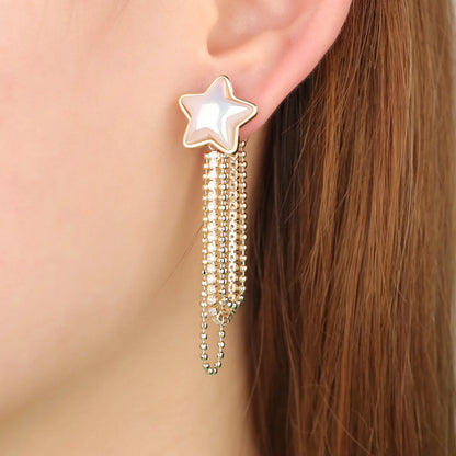 1 Pair Simple Style Tassel Plating Inlay Copper Rhinestones Drop Earrings