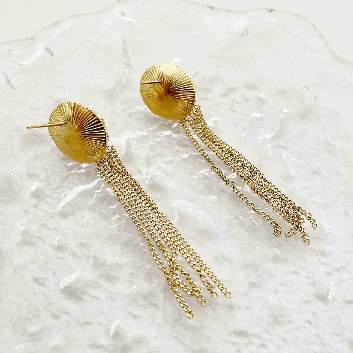 1 Pair Simple Style Tassel Plating Inlay Stainless Steel Artificial Pearls Gold Plated Drop Earrings