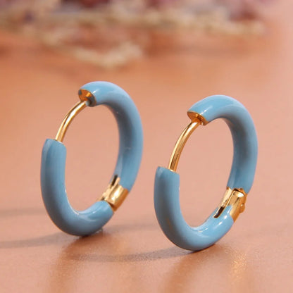 1 Pair Simple Style Triangle Circle Heart Shape Stainless Steel Hoop Earrings