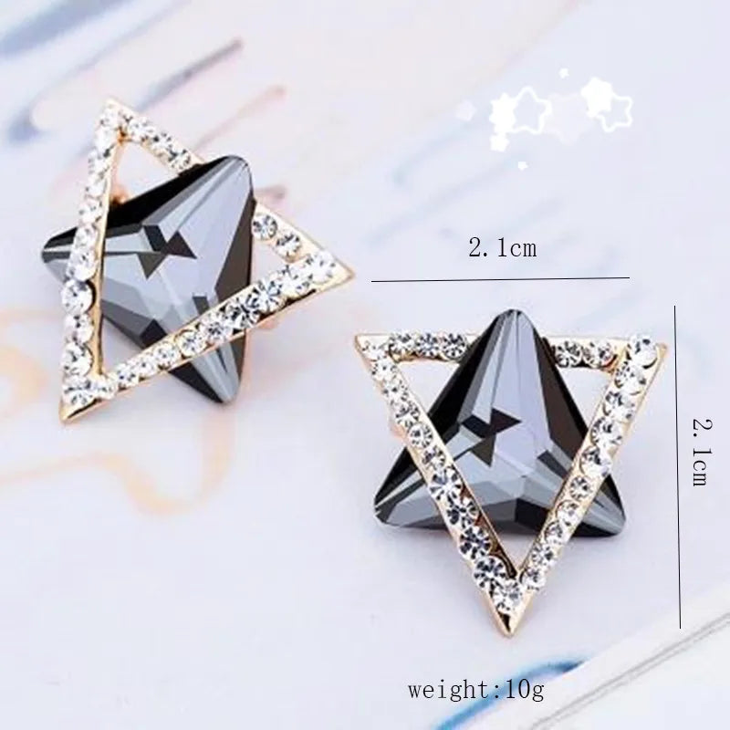 1 Pair Simple Style Triangle Hexagram Plating Inlay Stainless Steel Alloy Artificial Gemstones 18k Gold Plated Ear Studs