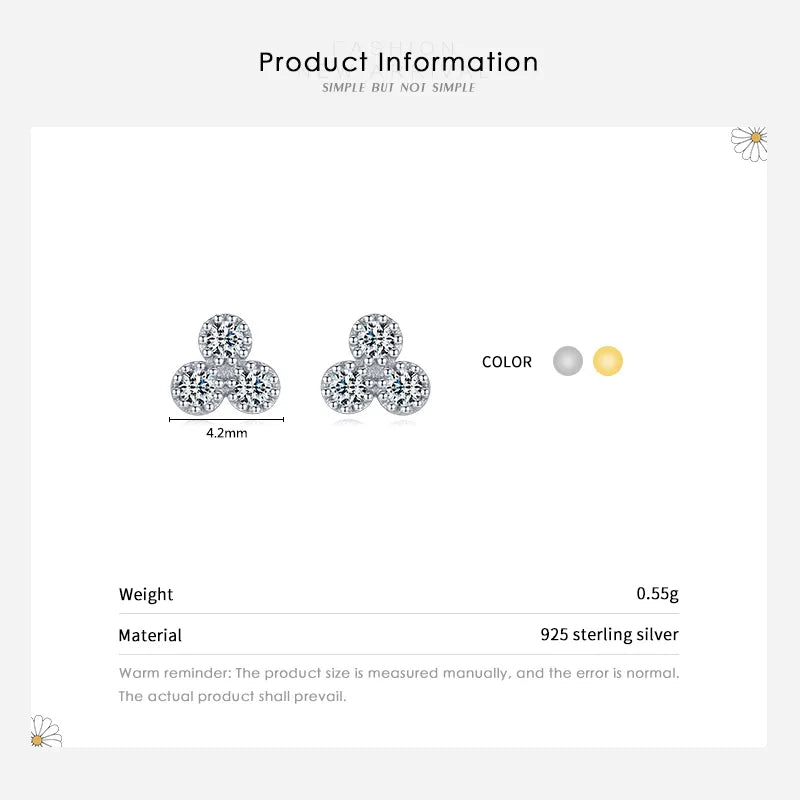 1 Pair Simple Style Triangle Sterling Silver Plating Inlay Zircon 14k Gold Plated Rhodium Plated Ear Studs