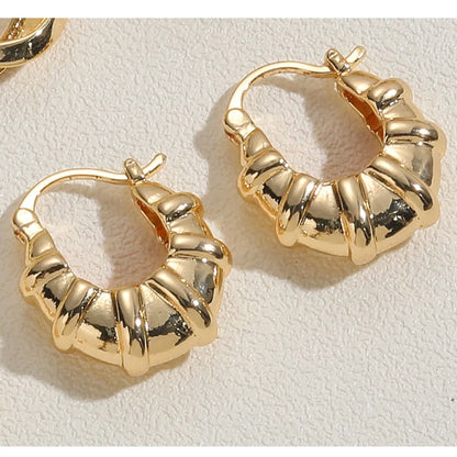 1 Pair Simple Style Twist Plating Copper 14k Gold Plated Hoop Earrings Drop Earrings