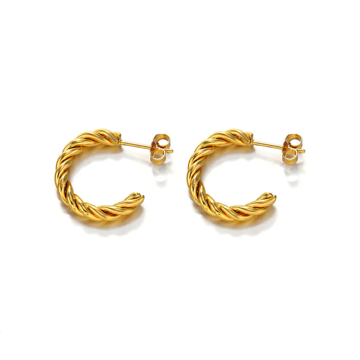 1 Pair Simple Style Twist Plating Stainless Steel 18k Gold Plated Ear Studs