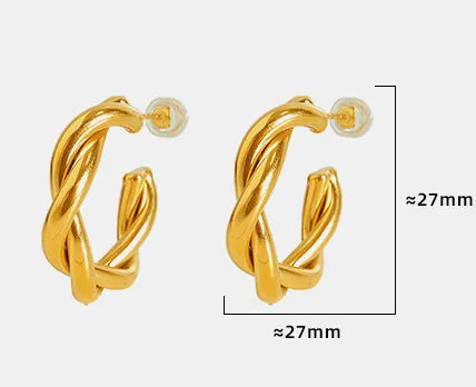 1 Pair Simple Style Twist Plating 304 Stainless Steel 18K Gold Plated Ear Studs