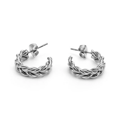 1 Pair Simple Style Twist Titanium Steel Ear Studs