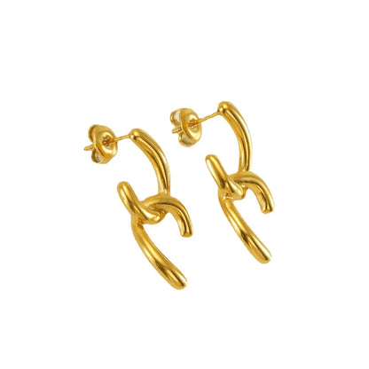 1 Pair Simple Style U Shape 304 Stainless Steel 18K Gold Plated Ear Studs